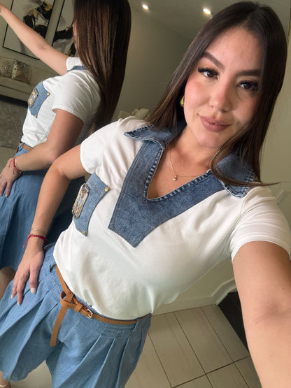 Dotted Charm White Top