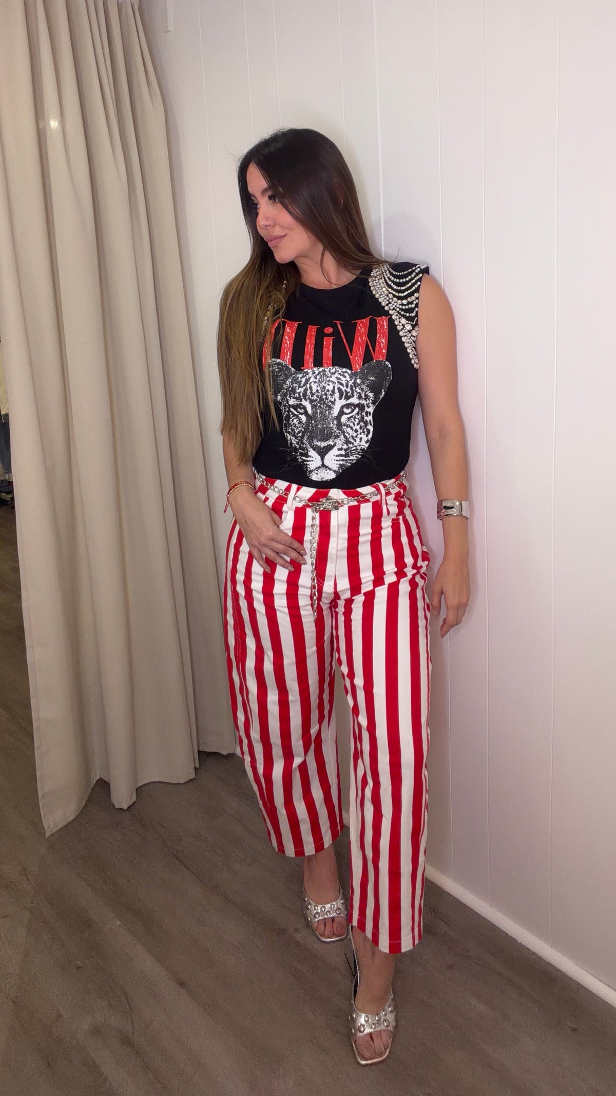 Runway Red Stripe Barrel Pants