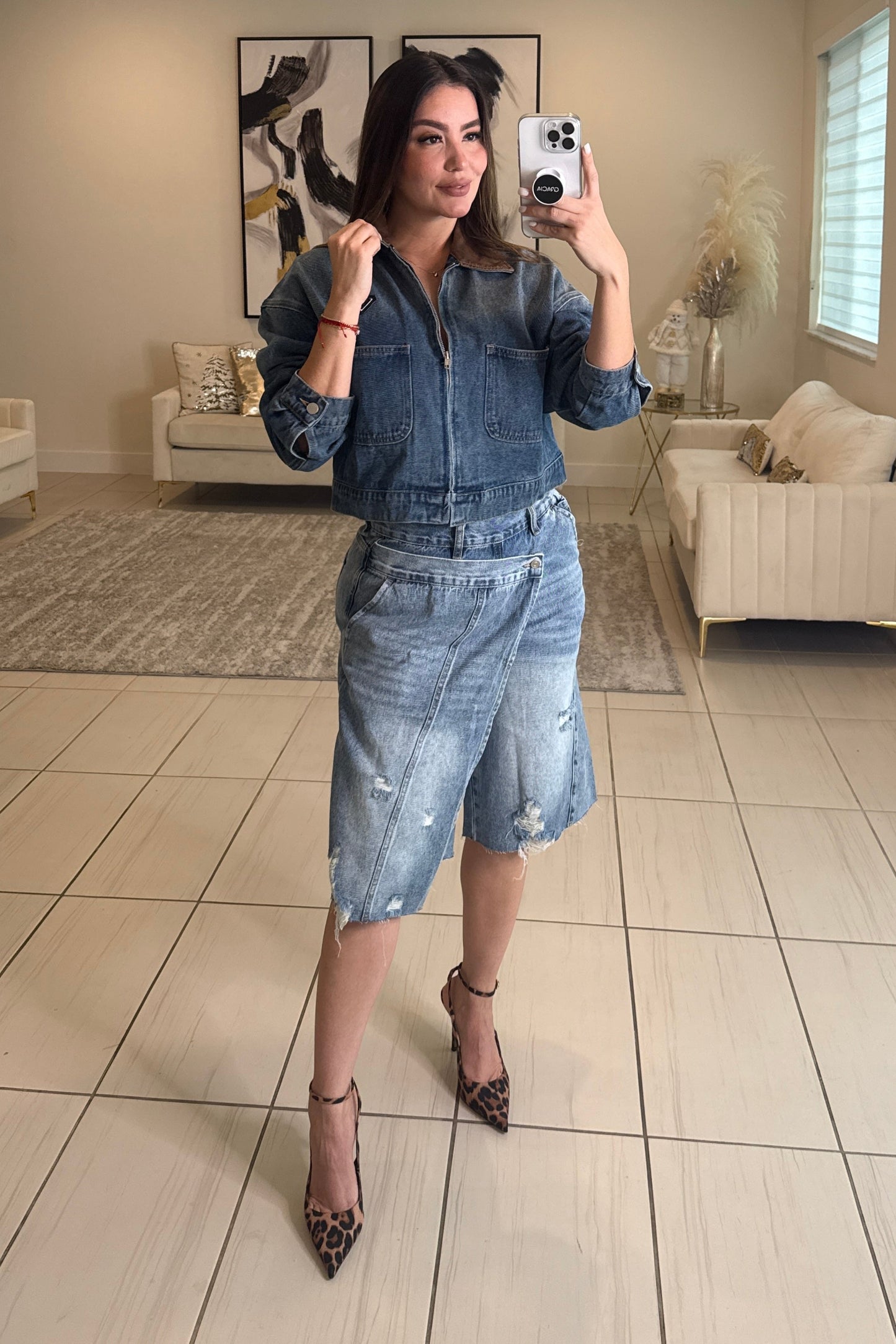 Iconic Brown Contrast Denim Jacket