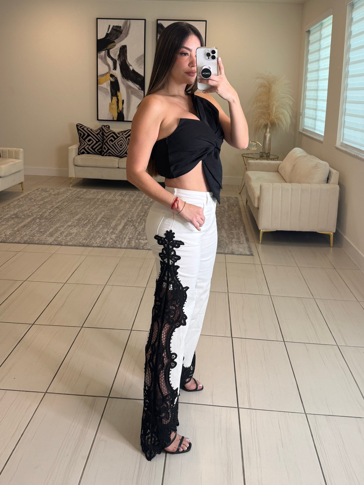 Endless Allure White and Black Pants