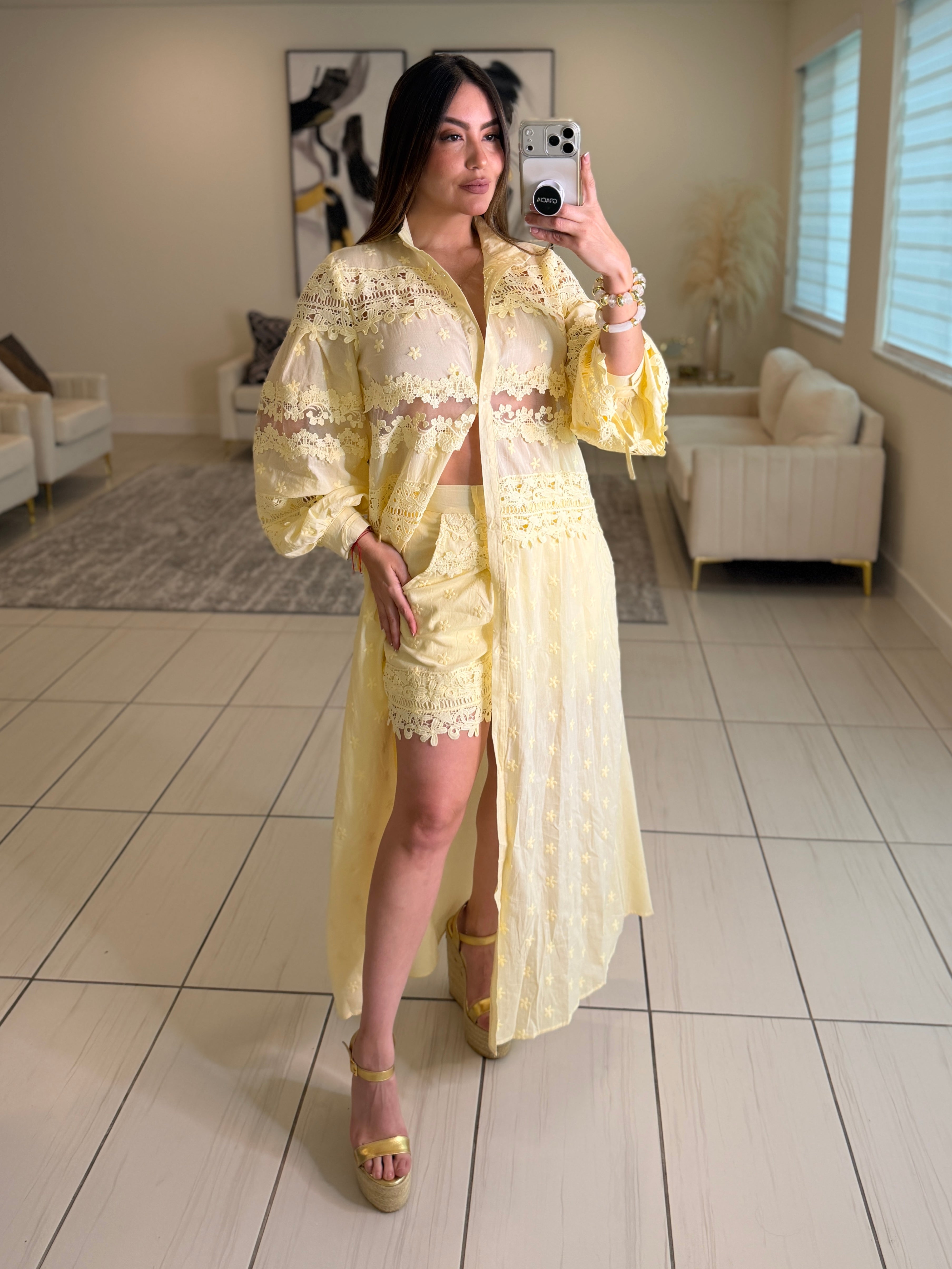 Soleil Yellow Shorts Set