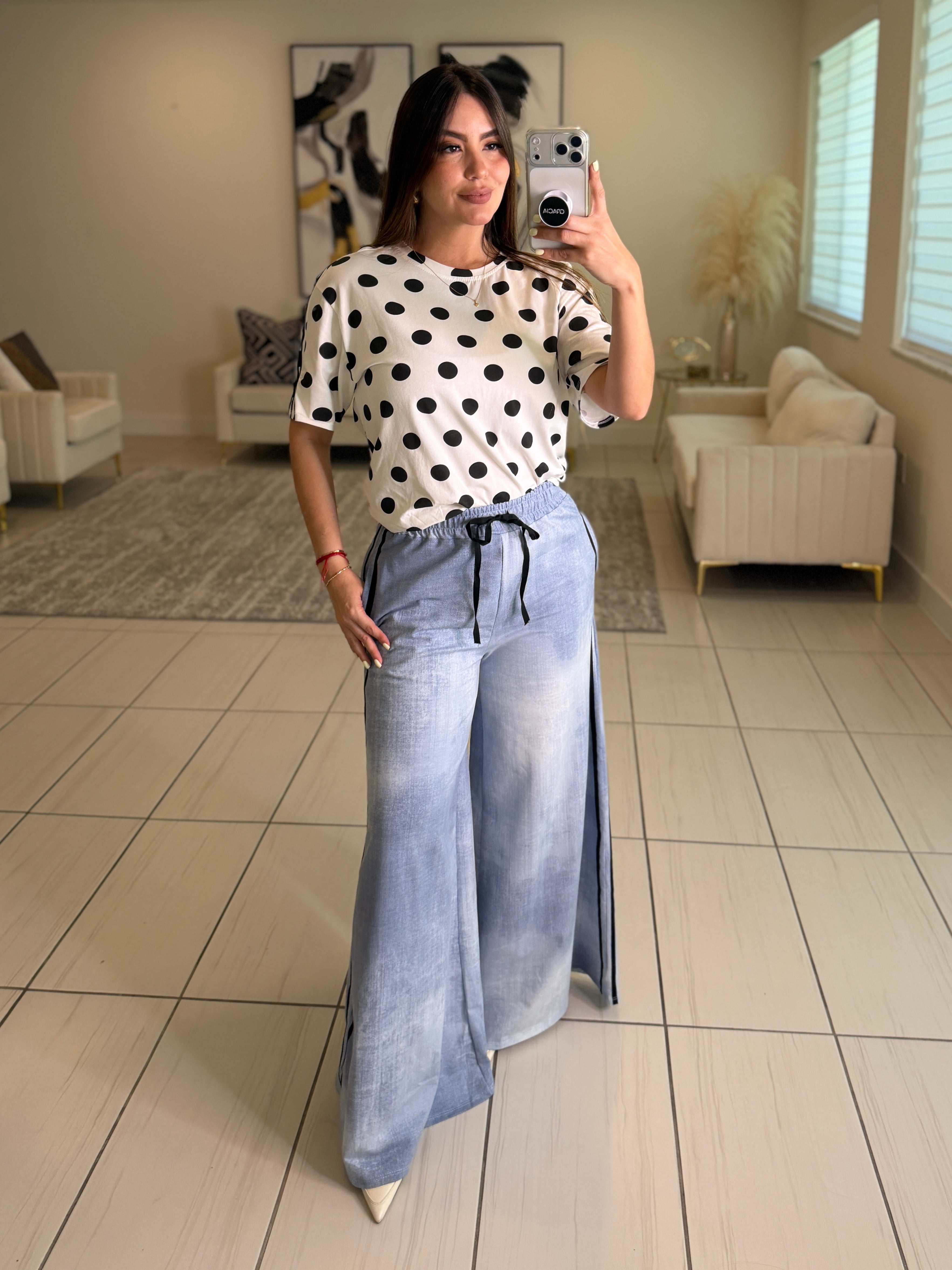 Divine Black Dots in White Tshirt