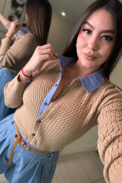 Magnetic Contrast Mocha Sweater