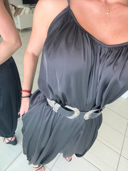 Effortless Essence Ruched Black Jumpsuit