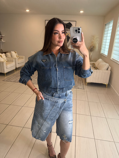 Iconic Brown Contrast Denim Jacket