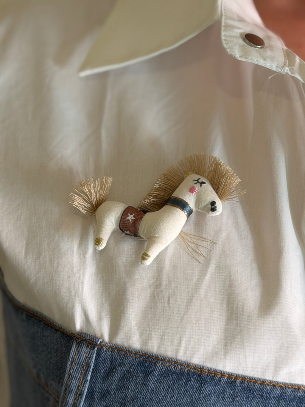 Addicted Contrast White and Denim Shirt