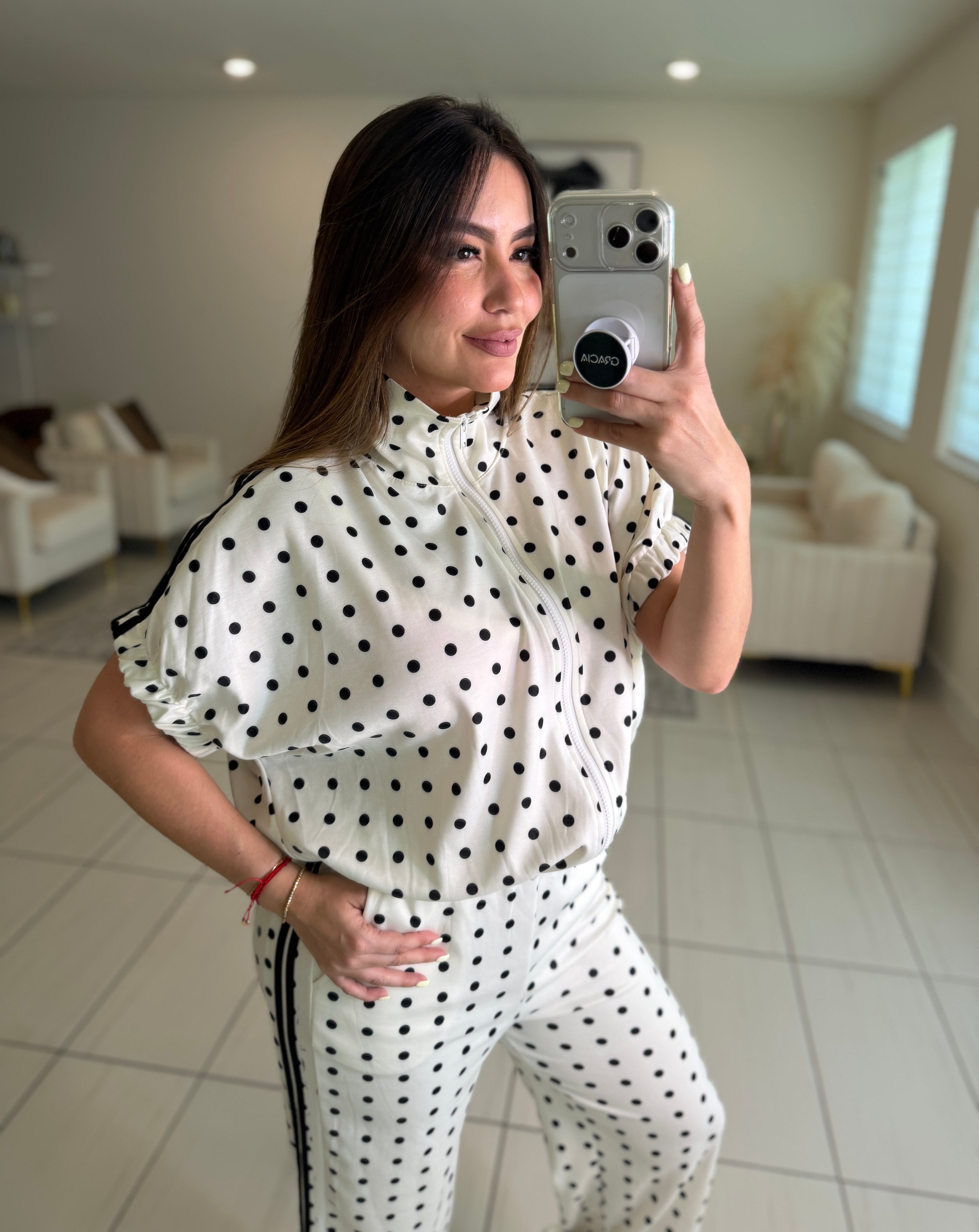 Italian Dots White Pants Set
