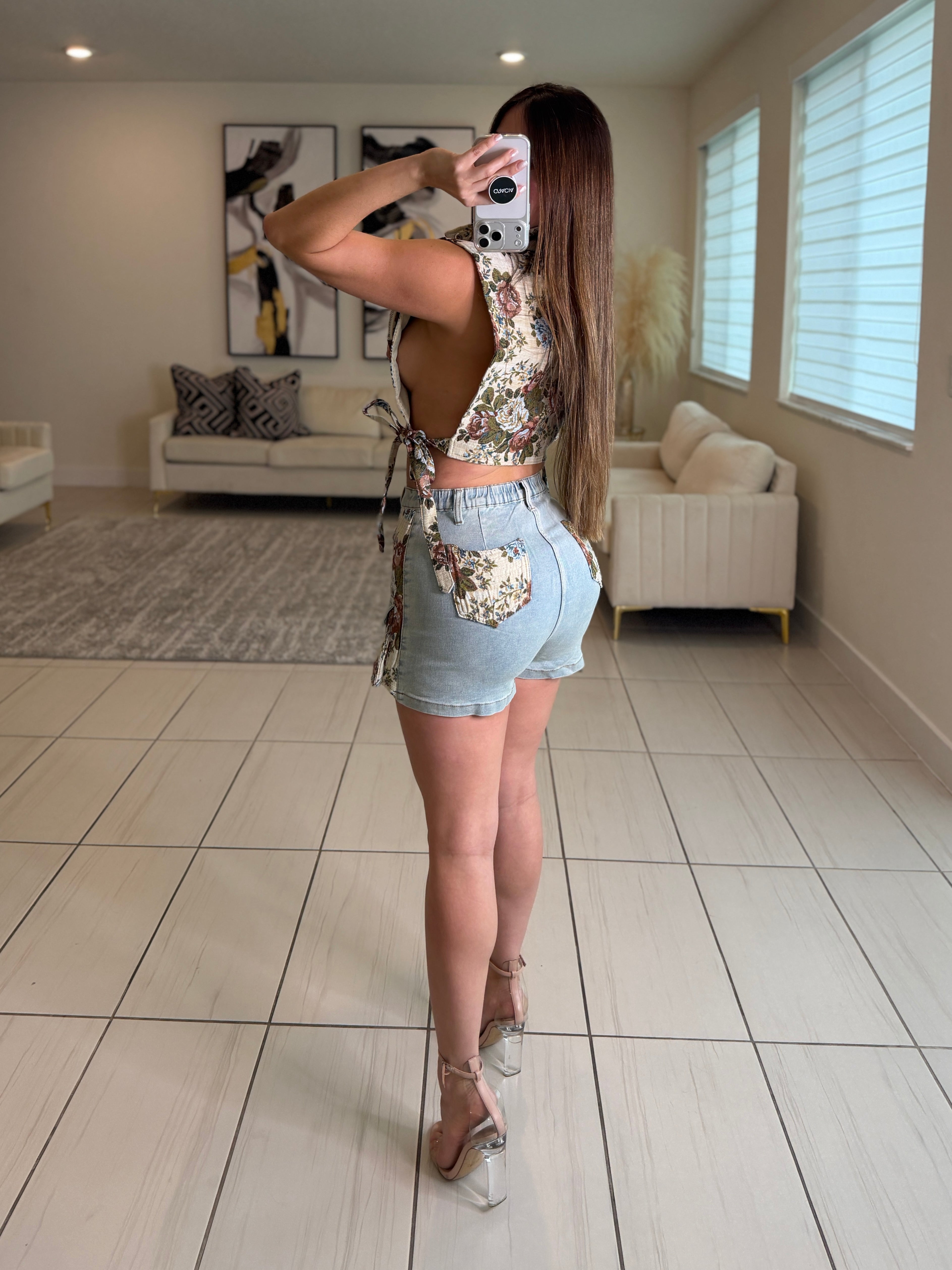 Mediterranean Denim Short Set