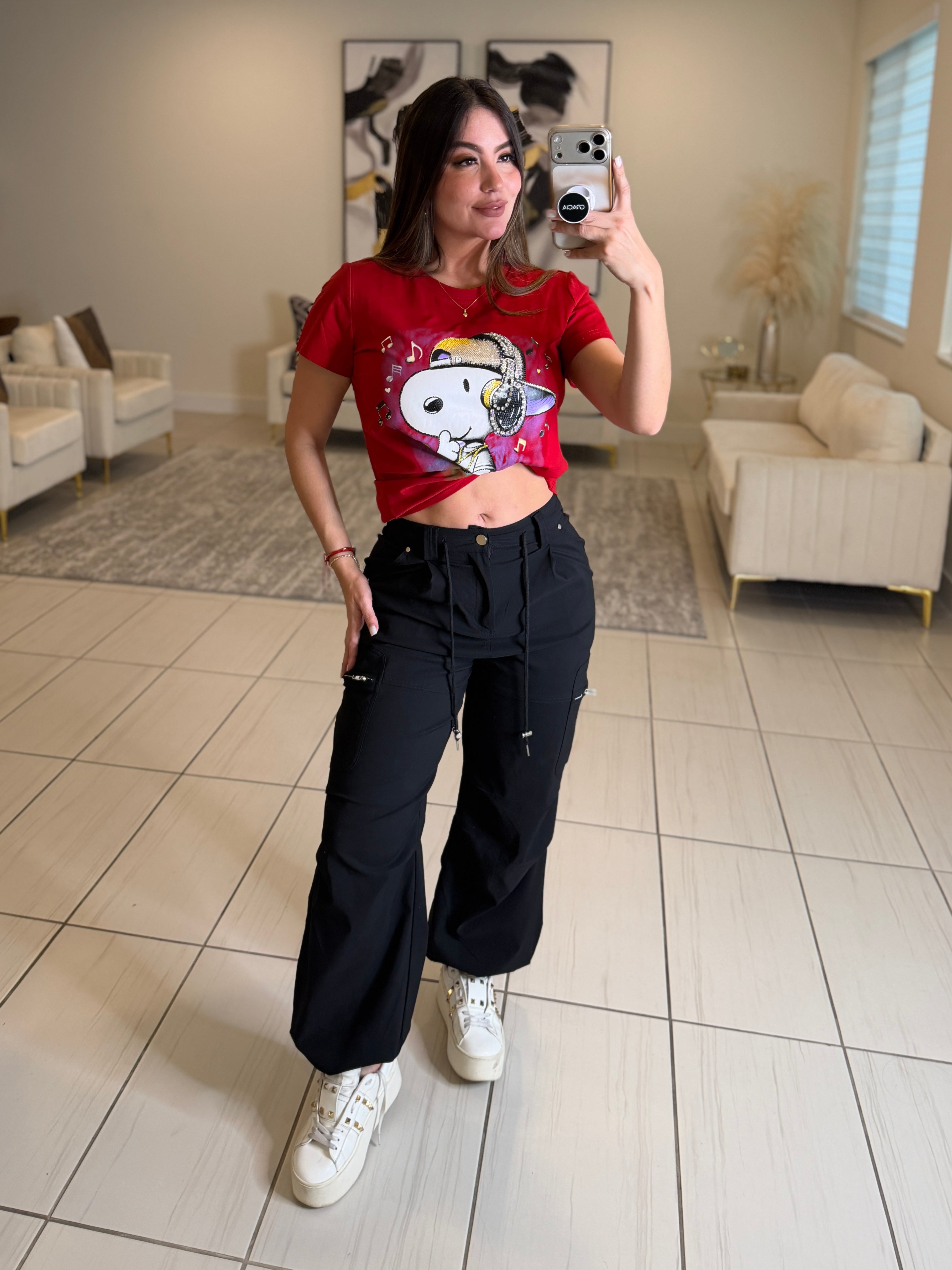 Funny Rhinestones Red Tshirt