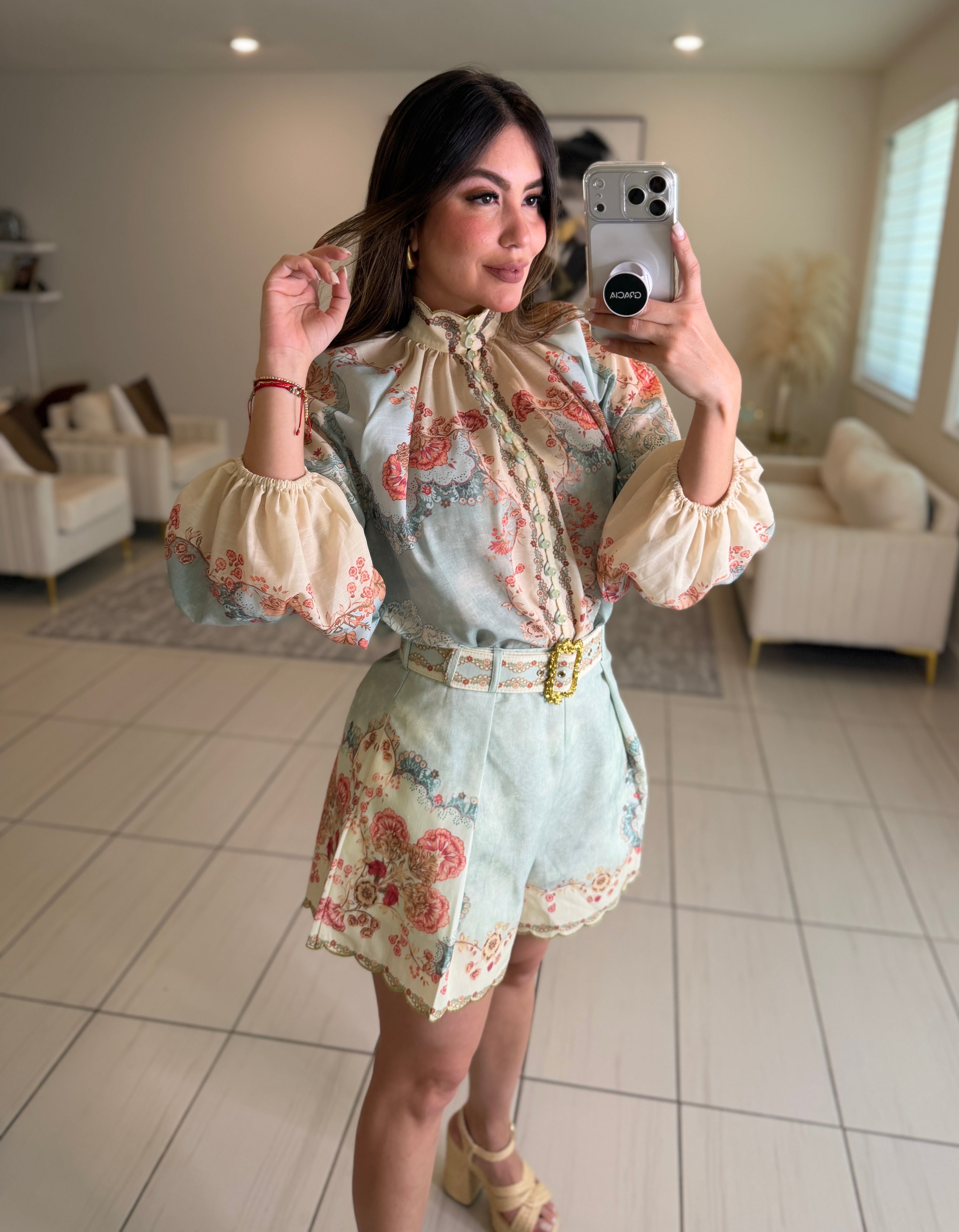 Daylight Floral Ramie Short Set