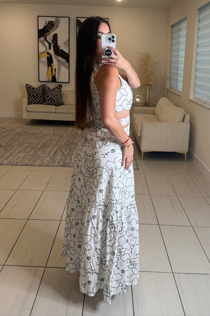 Garden Drift White Maxi Dress