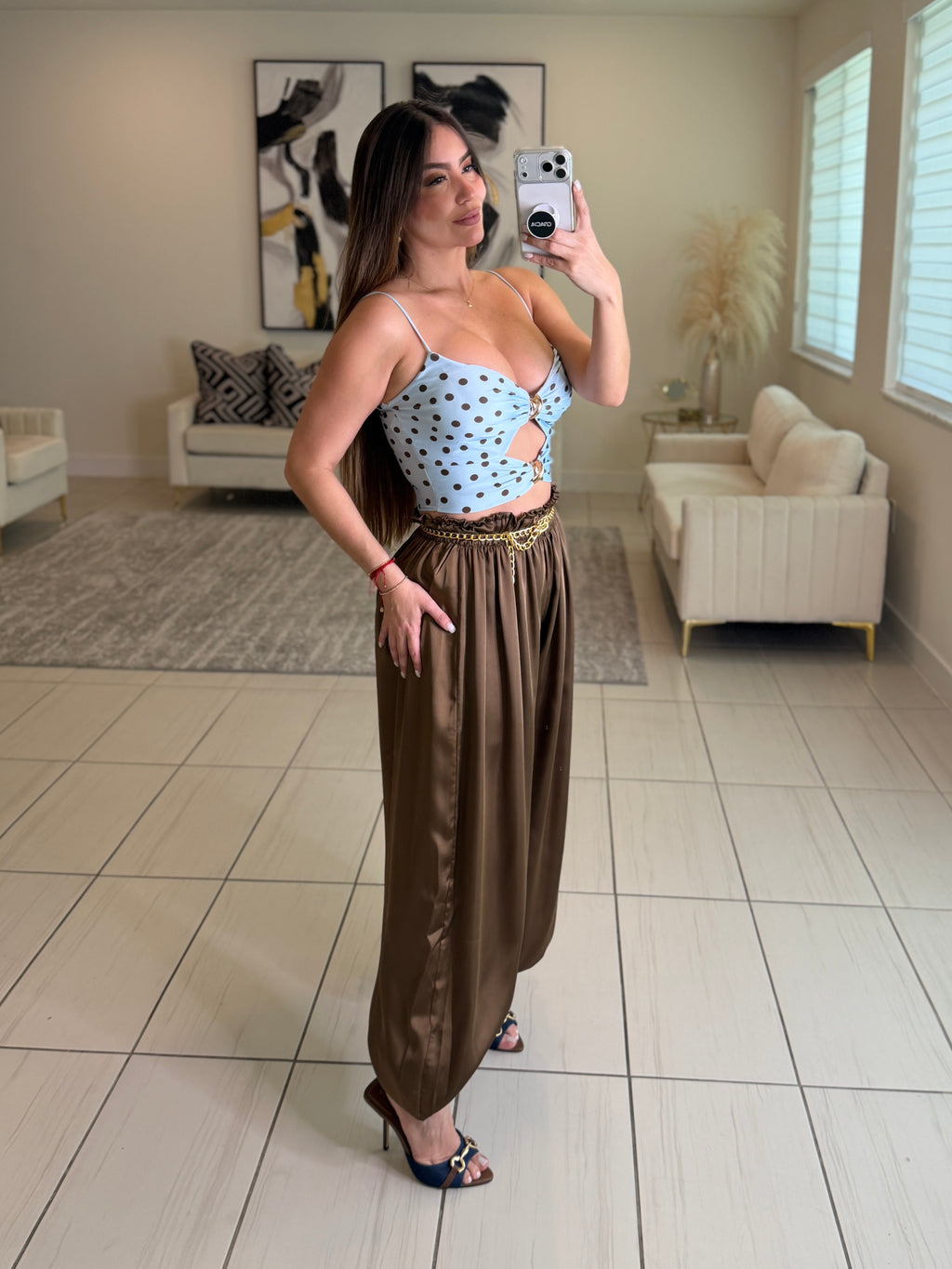 Blush Dots Blue Top