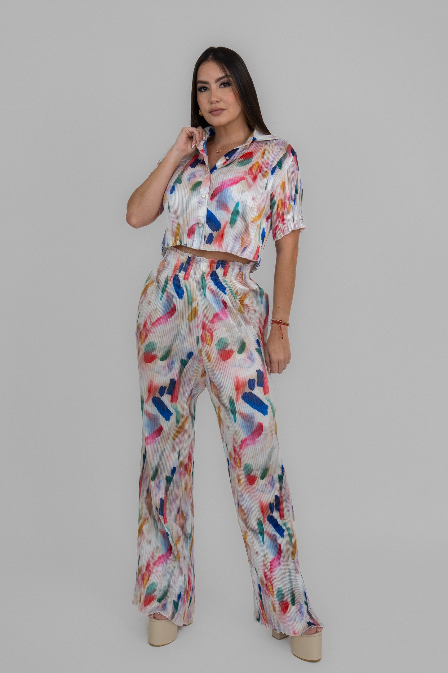 Colorful Pleated Set