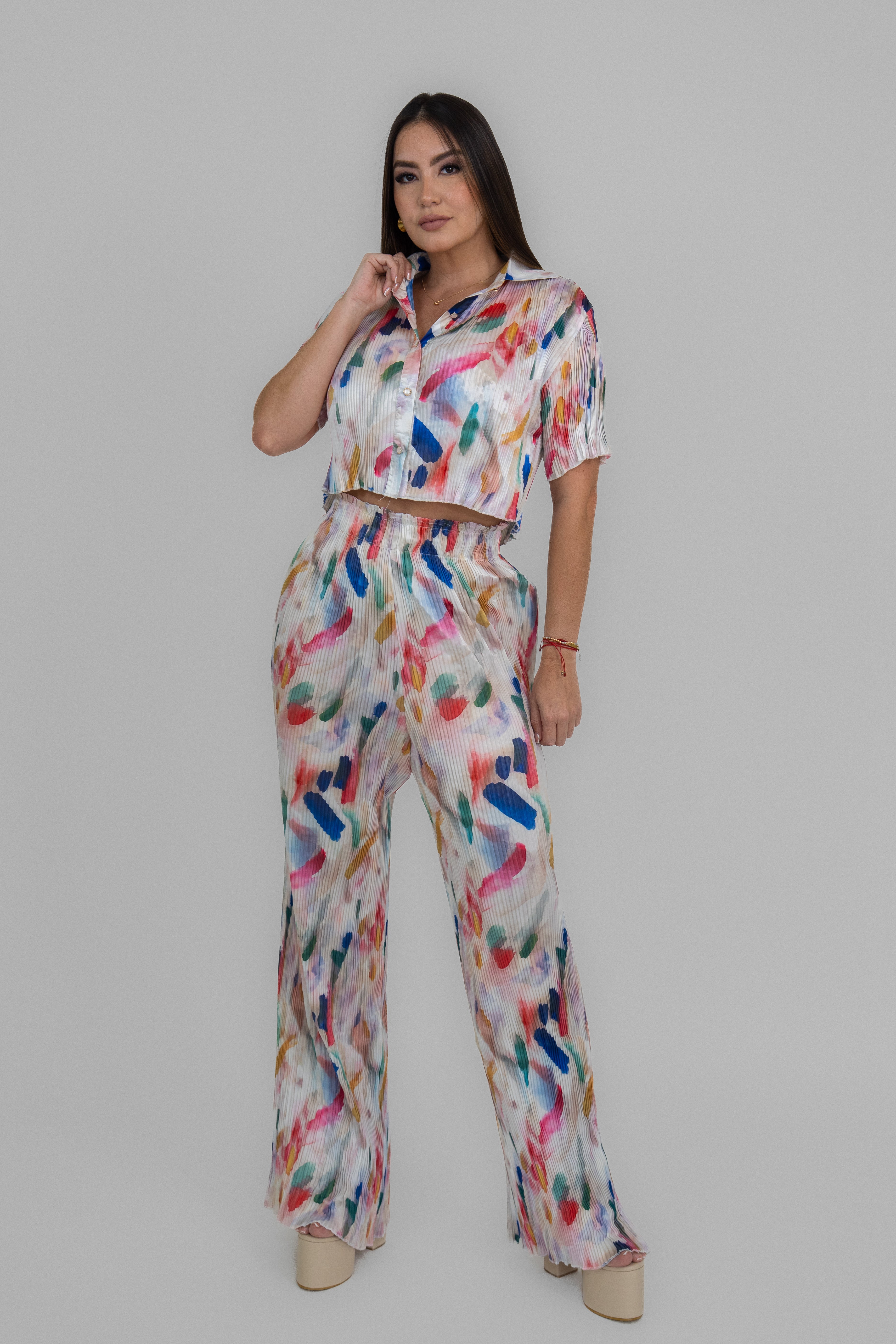 Colorful Pleated Set