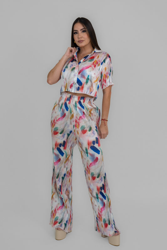 Colorful Pleated Set