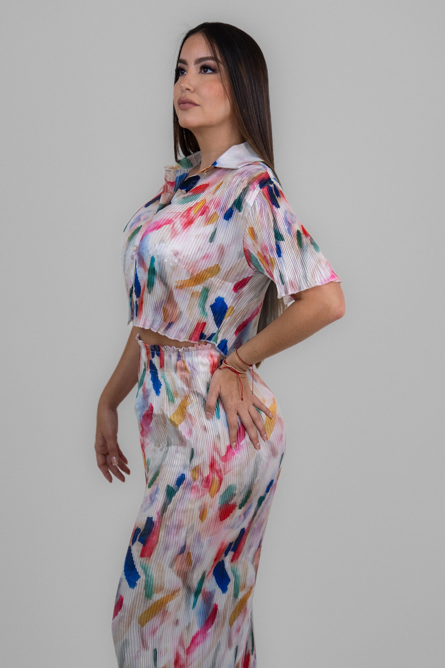 Colorful Pleated Set