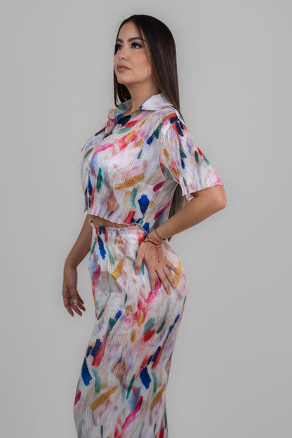 Colorful Pleated Set