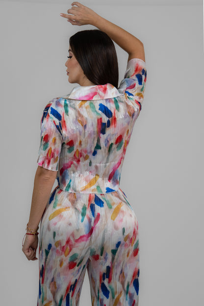 Colorful Pleated Set