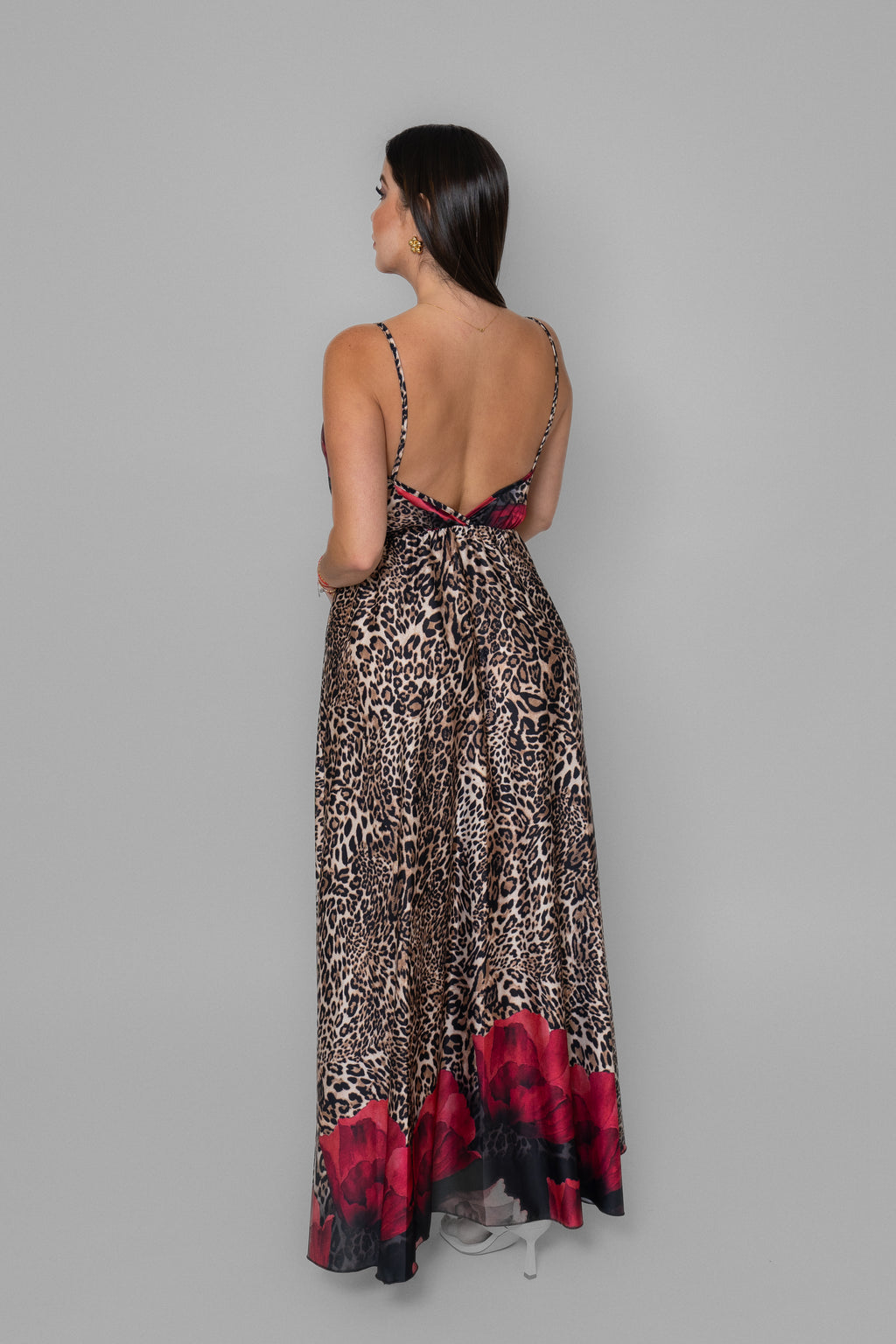 Leopard with Flowers Maxi Dress