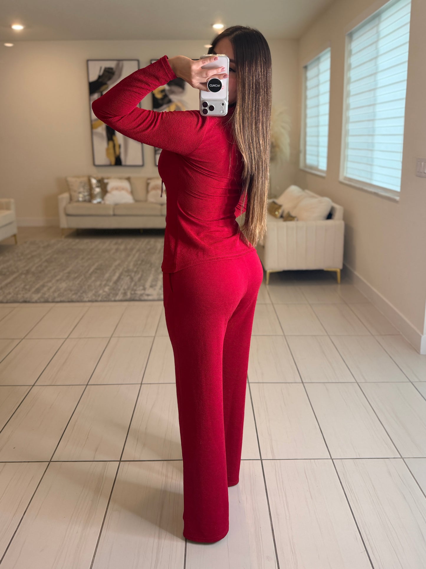 Glow Motion Red Pants Set