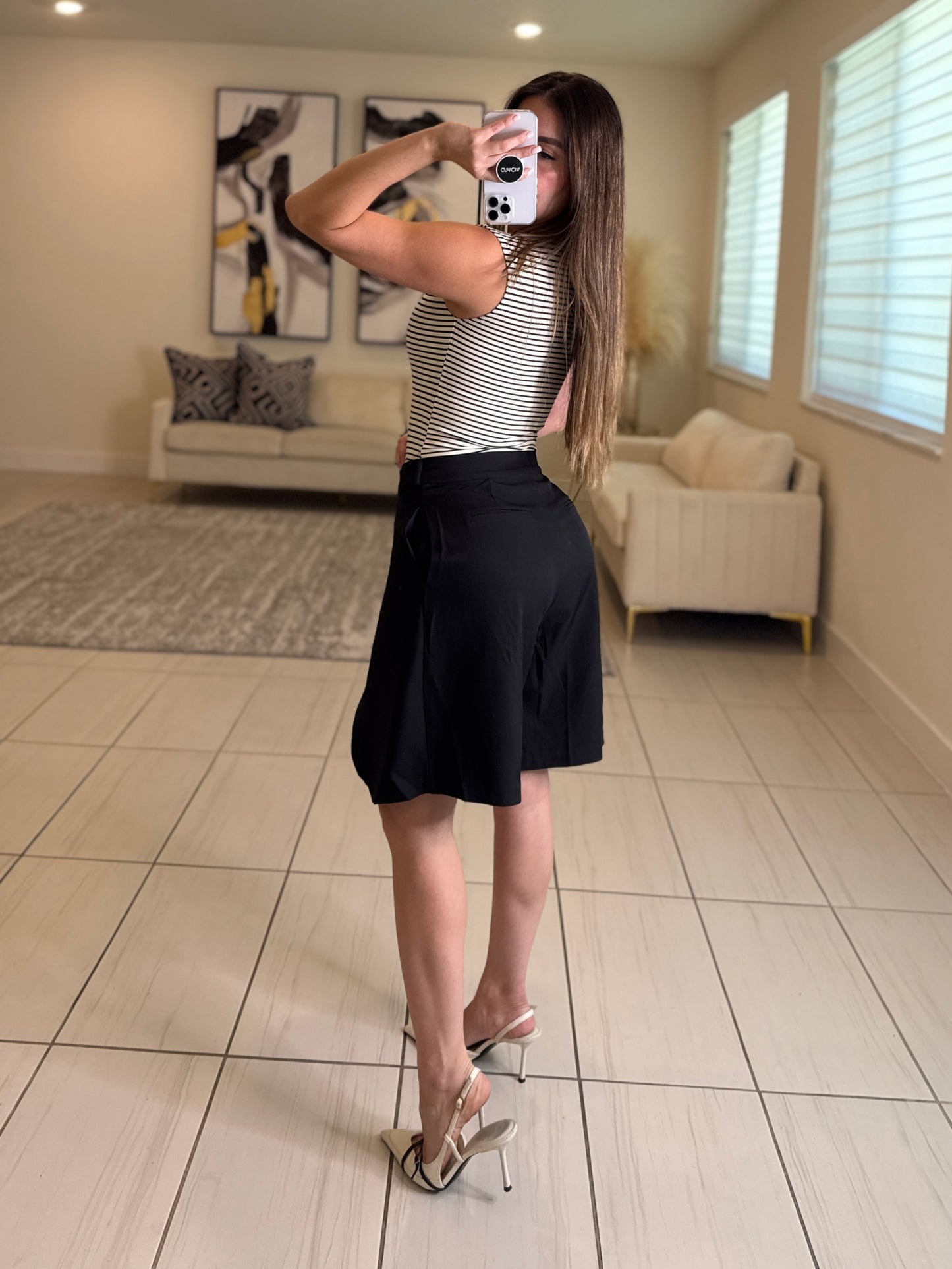 Horizontal Stripes White and Black Bodysuit