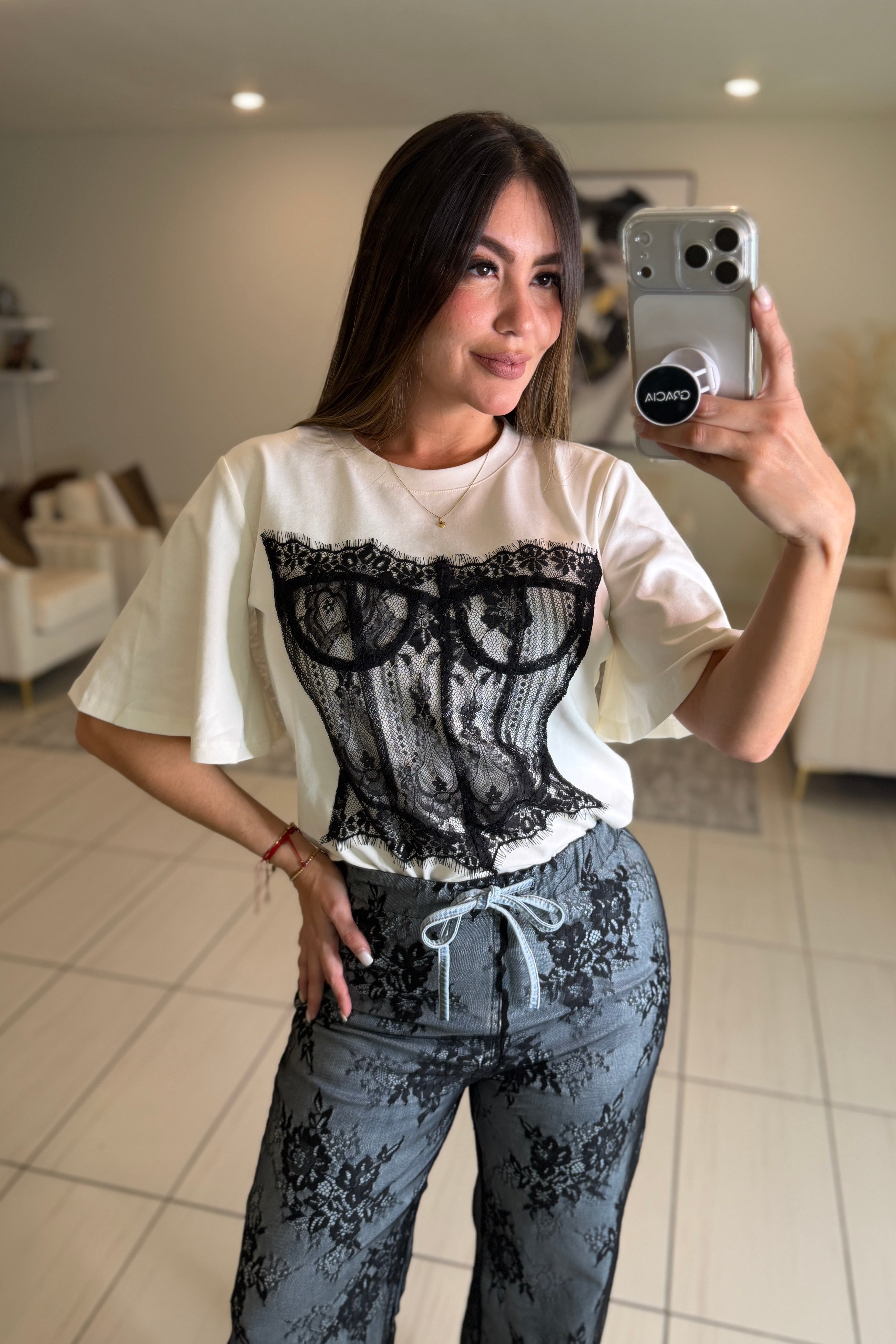 Luxe Lace Corset White Top
