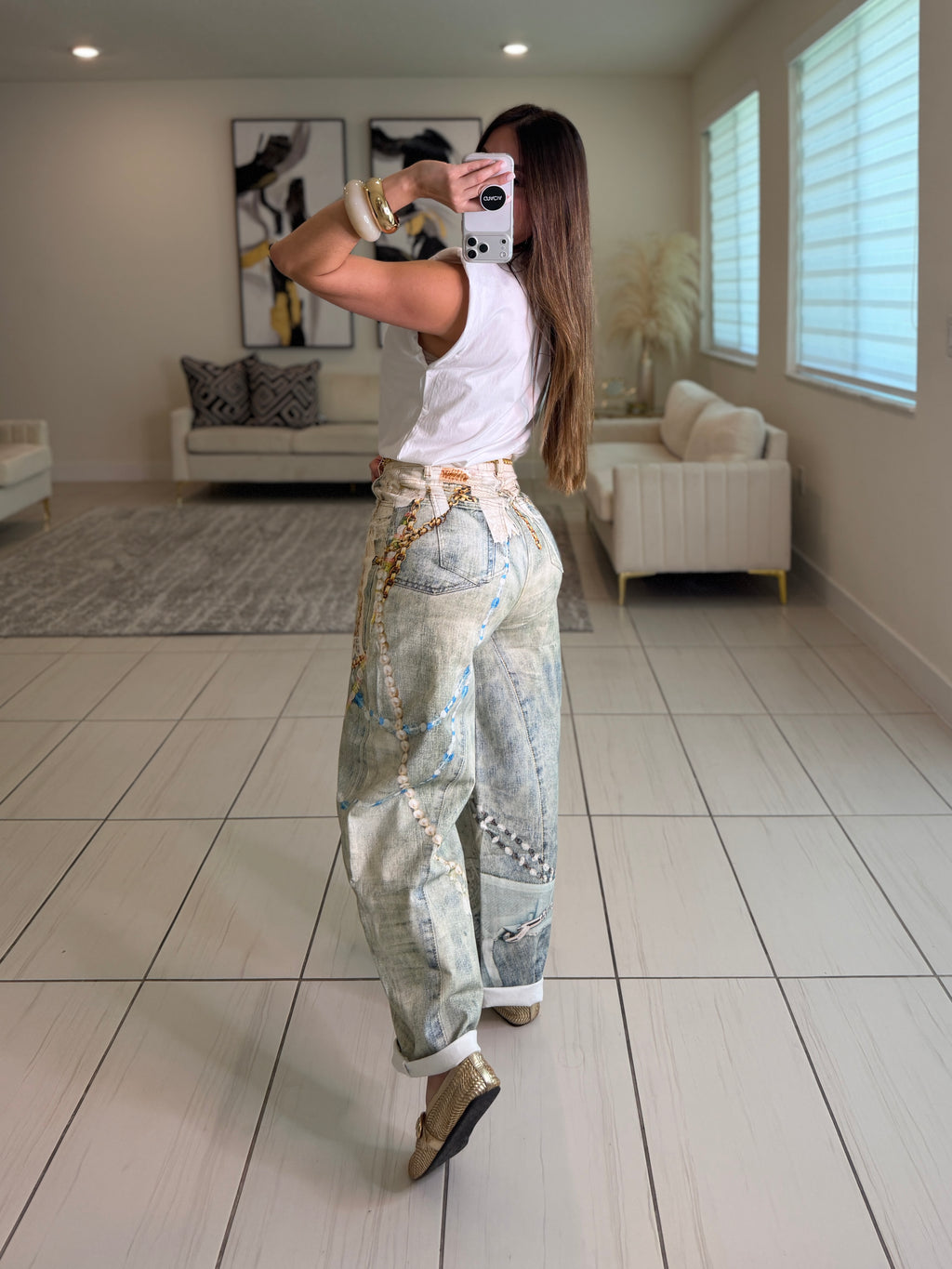 Charming Cool Print Barrel Pants