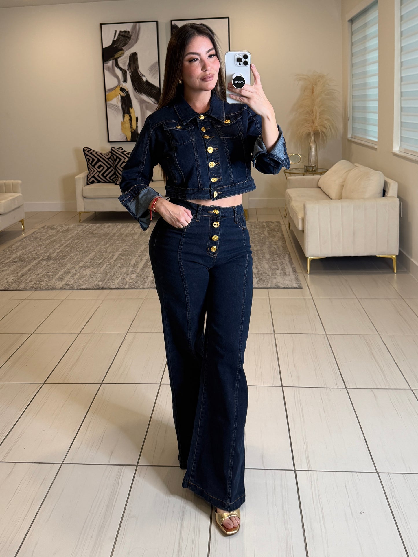 Iconic Elegance Denim Pant Set