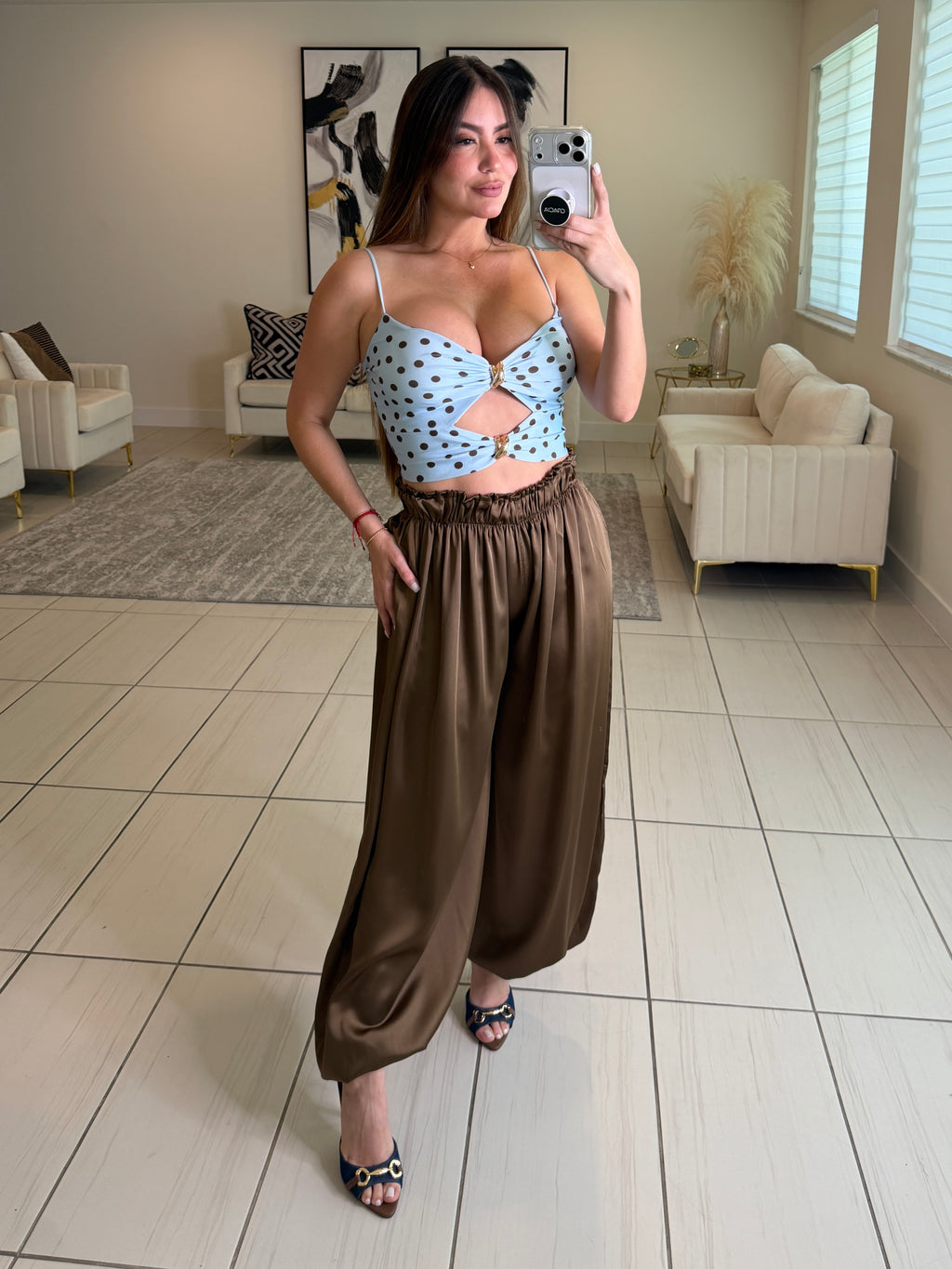 Blush Dots Blue Top
