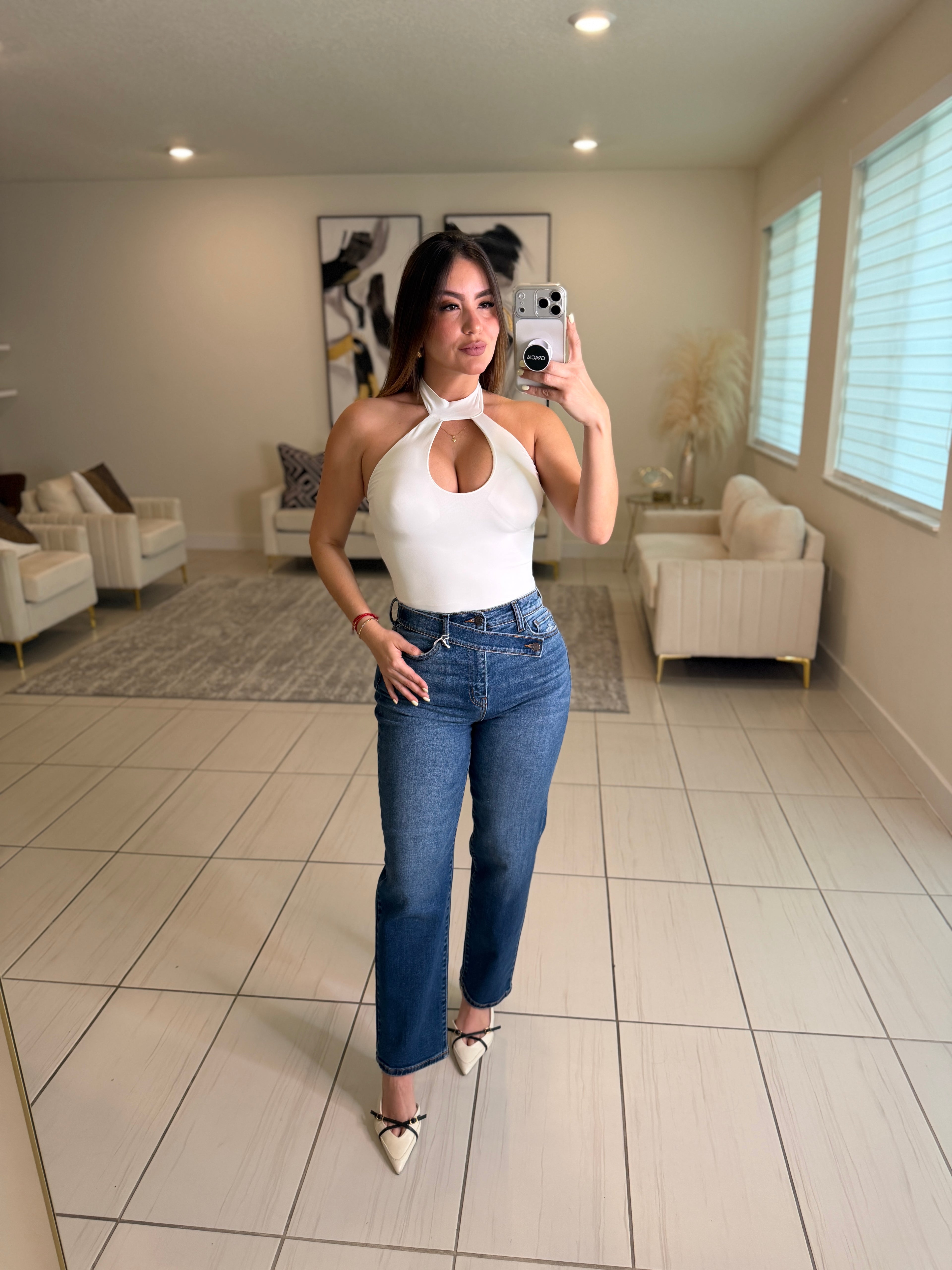 Sculpted Ease White Bodysuit