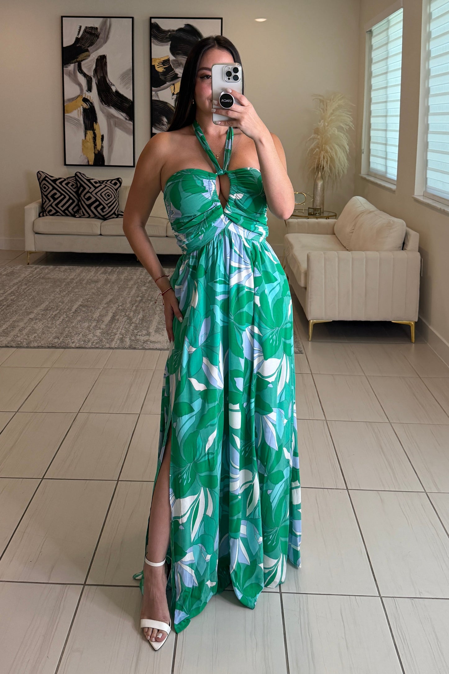 Cosmic Palms Green Maxi Dress