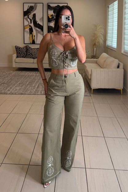 Savanna Rhythm Green Pant Set