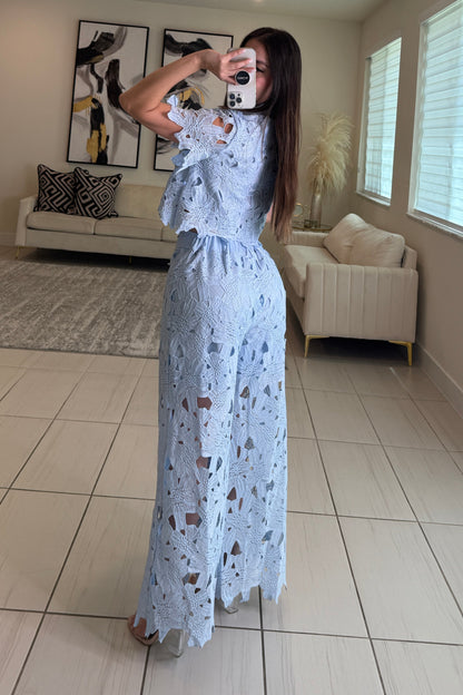 Bloom Crochet Blue Pant Set