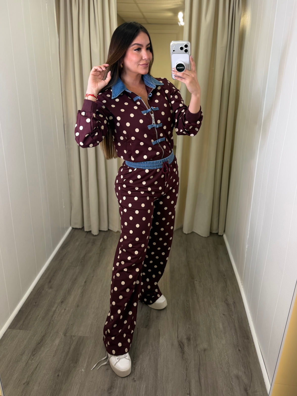 Oriental Polka Burgundy Pant Set
