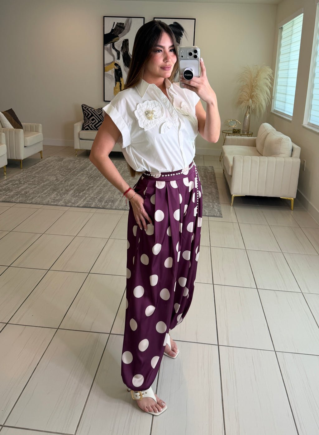 Purple Polka Dots Balloon Pants