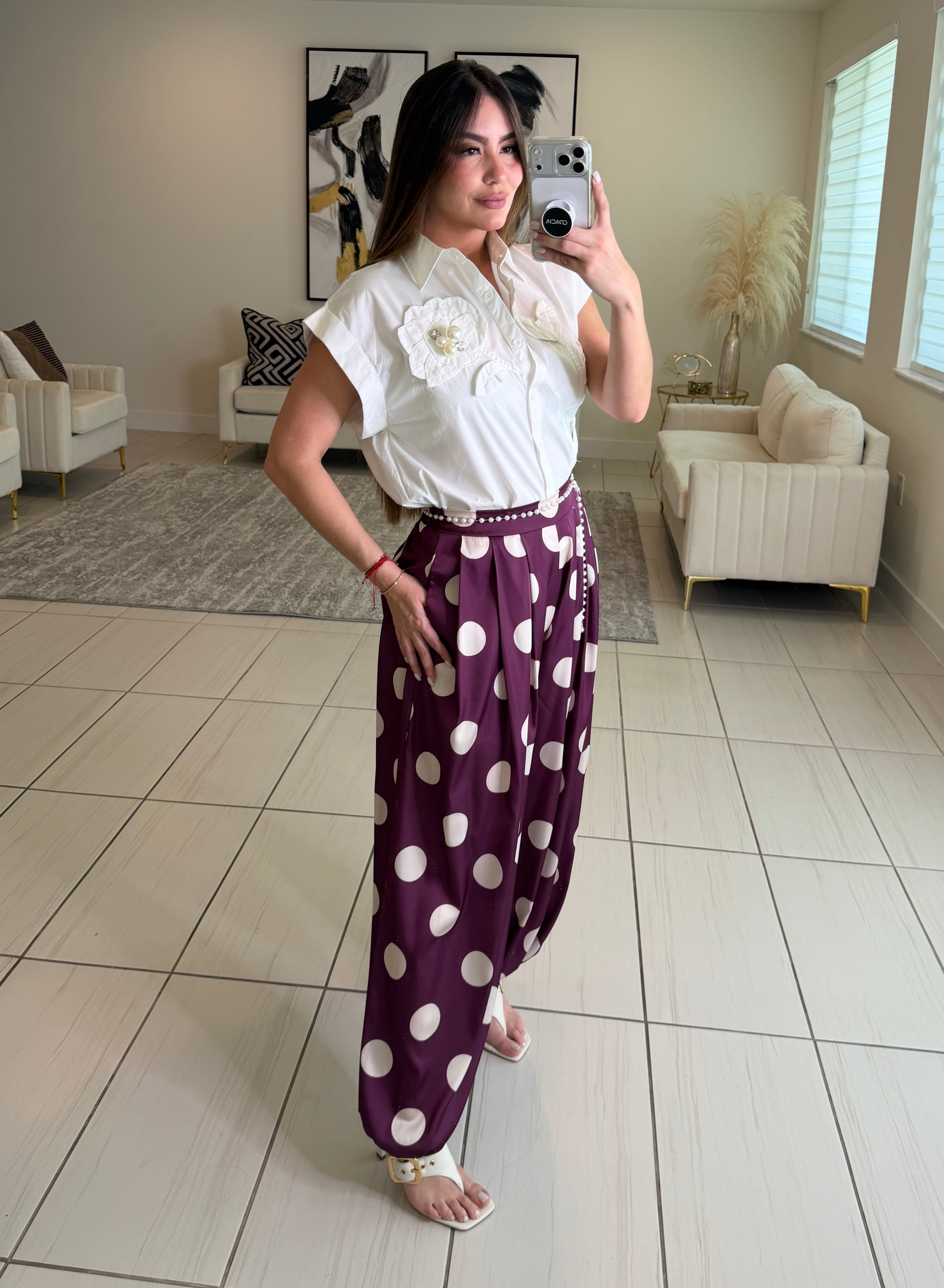 Purple Polka Dots Balloon Pants