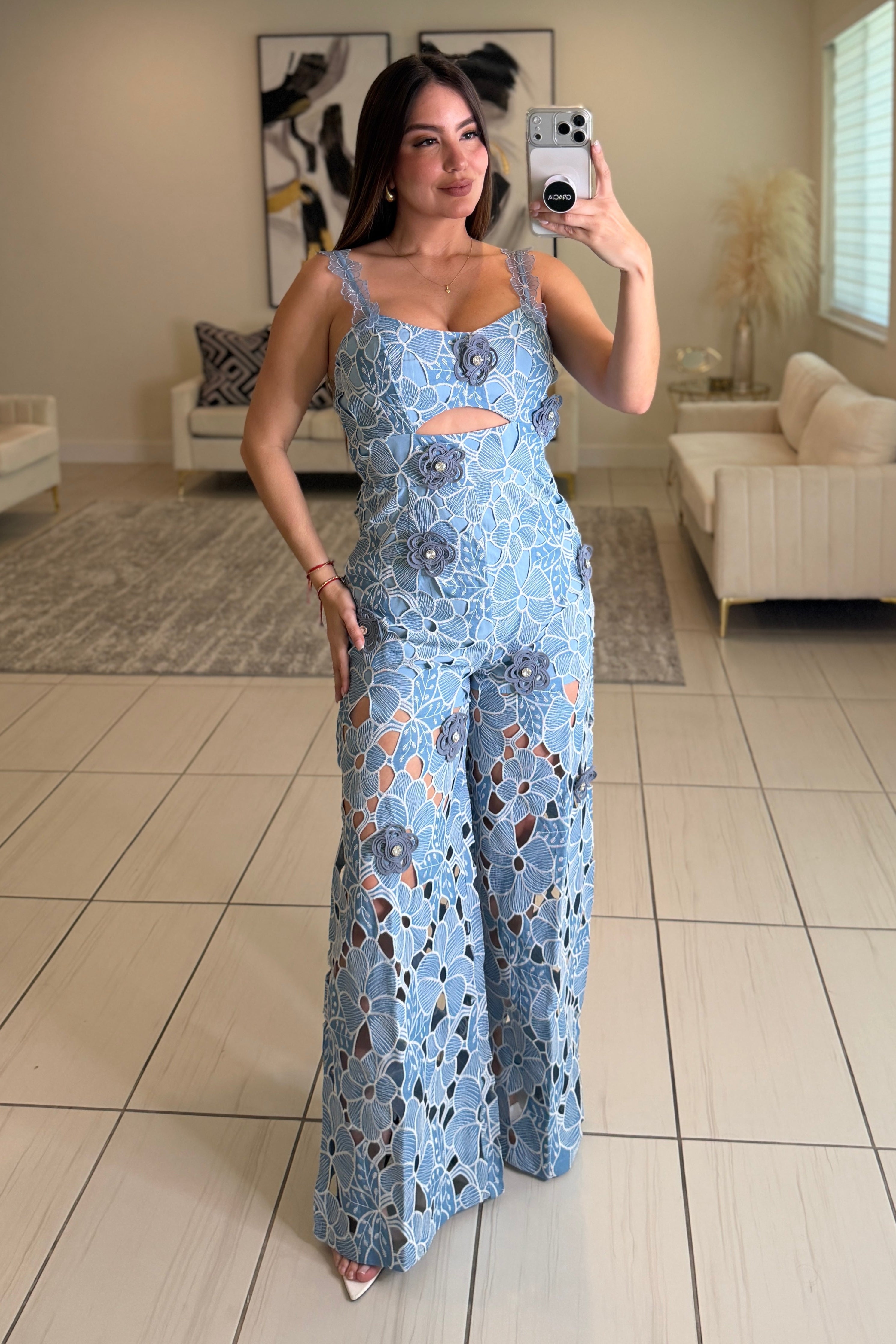 City Of Dreams Floral Blue Jumpsuit
