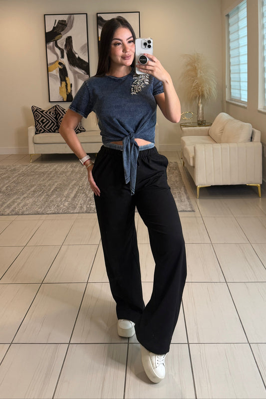 Silver Glamour Dark Blue Top