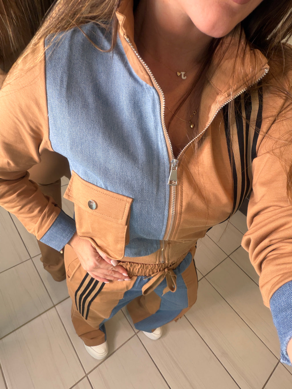 Divine Mocha and Denim Contrast Pant Set
