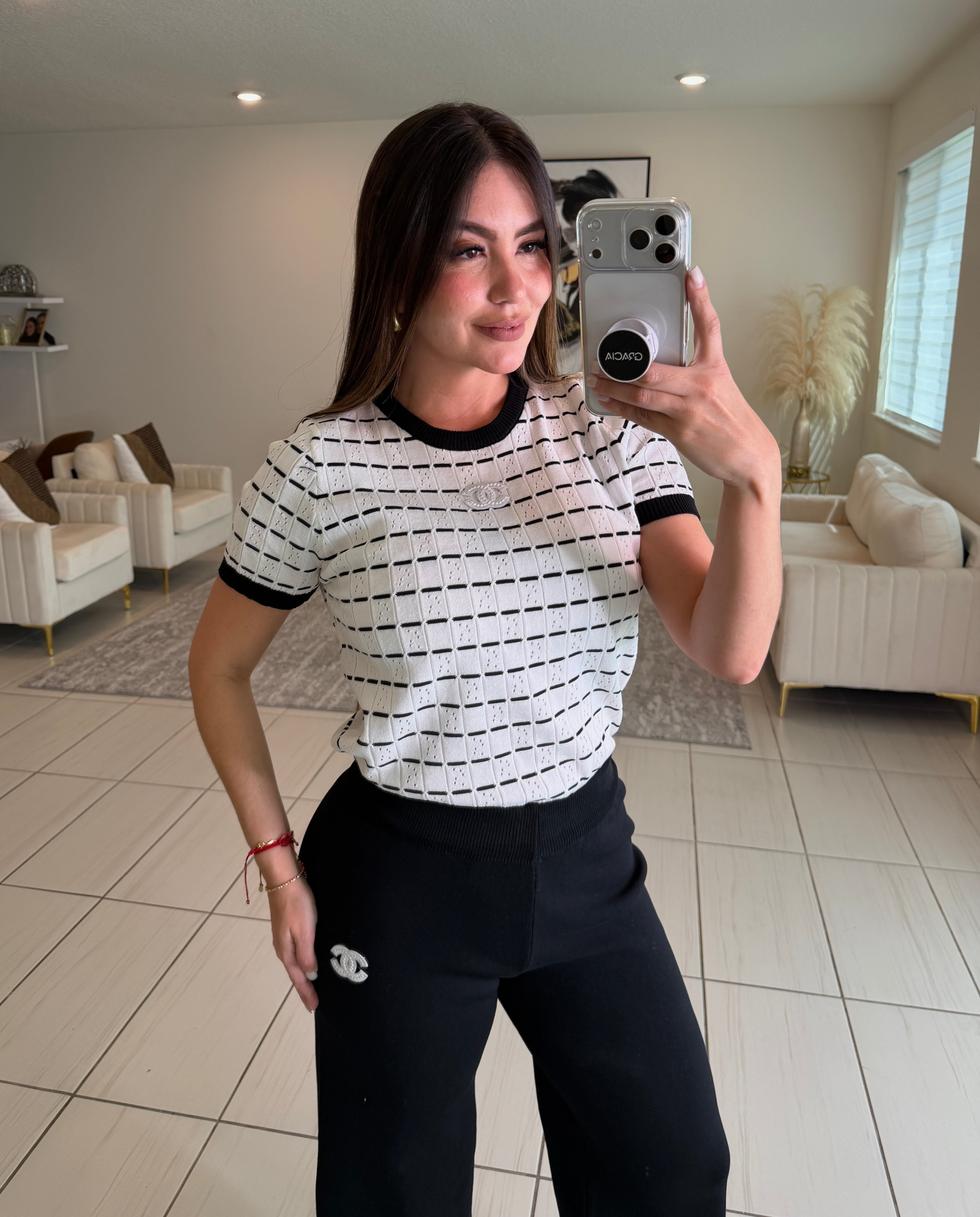 Simplicity Knit Black and White Pant Set