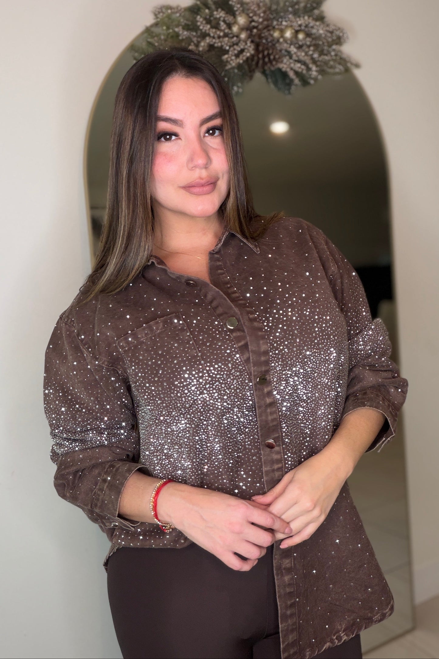 Crystal Rhinestones Brown Jacket