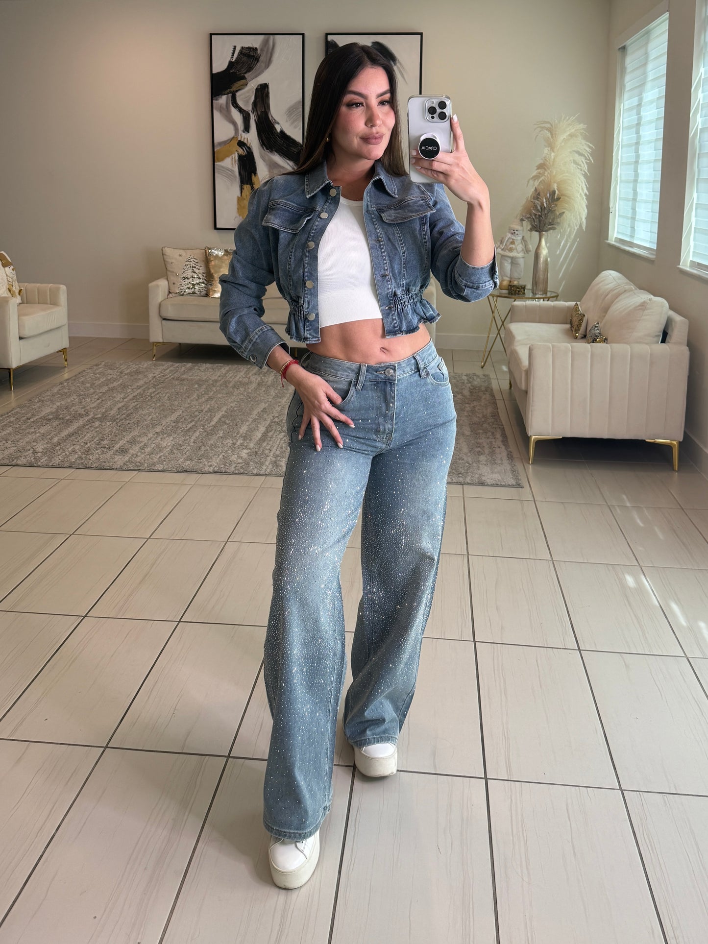 Luxe Horizon Blue Denim Jacket