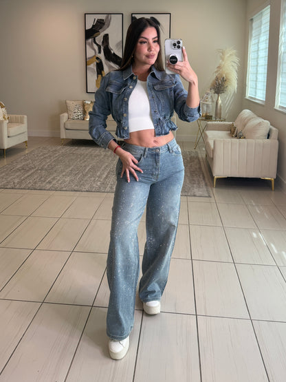 Luxe Horizon Blue Denim Jacket