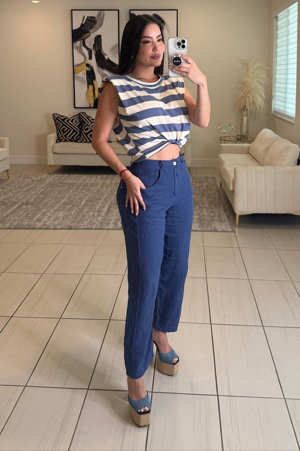 Villa Escape Barrel Linen Pants