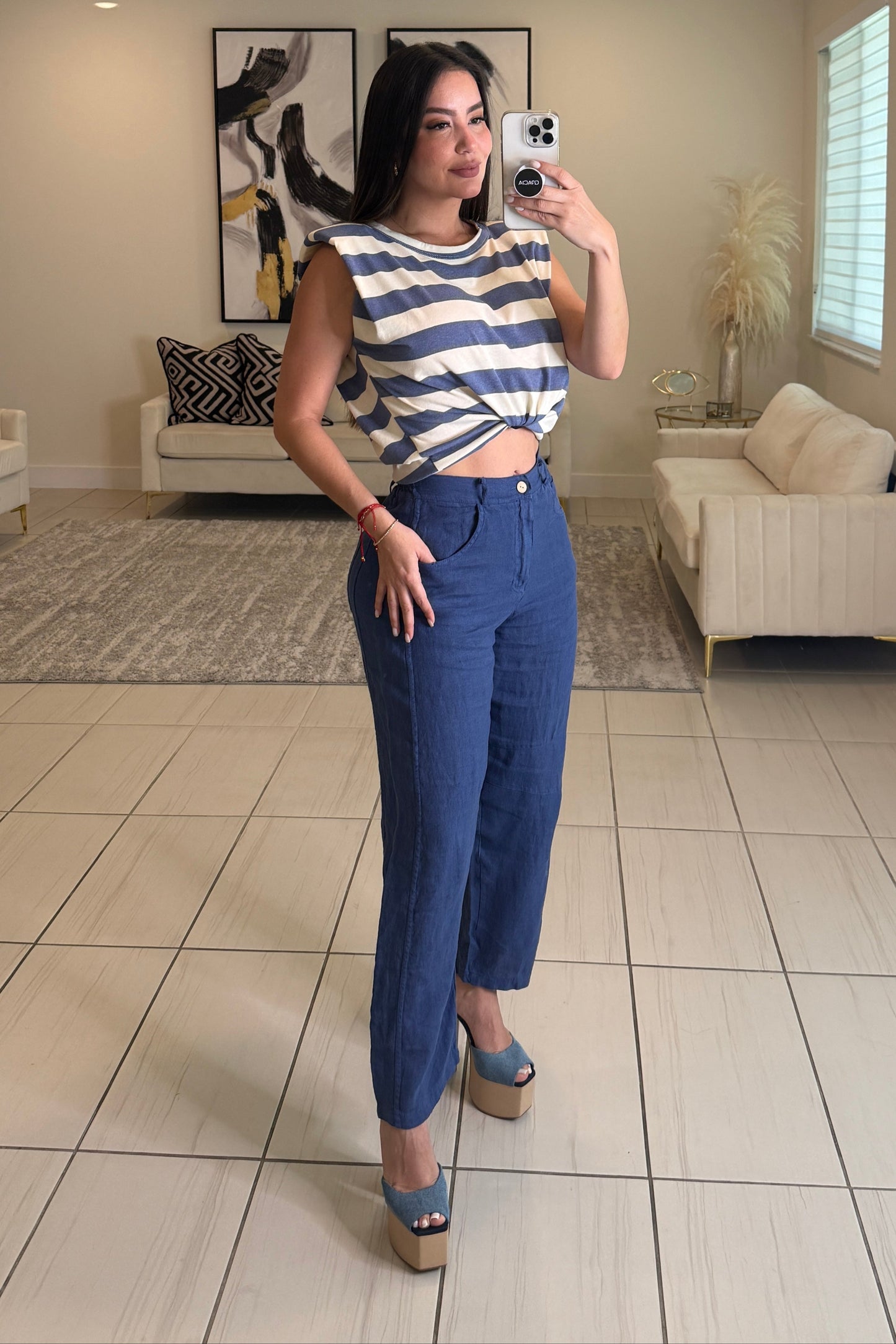 Villa Escape Barrel Linen Pants