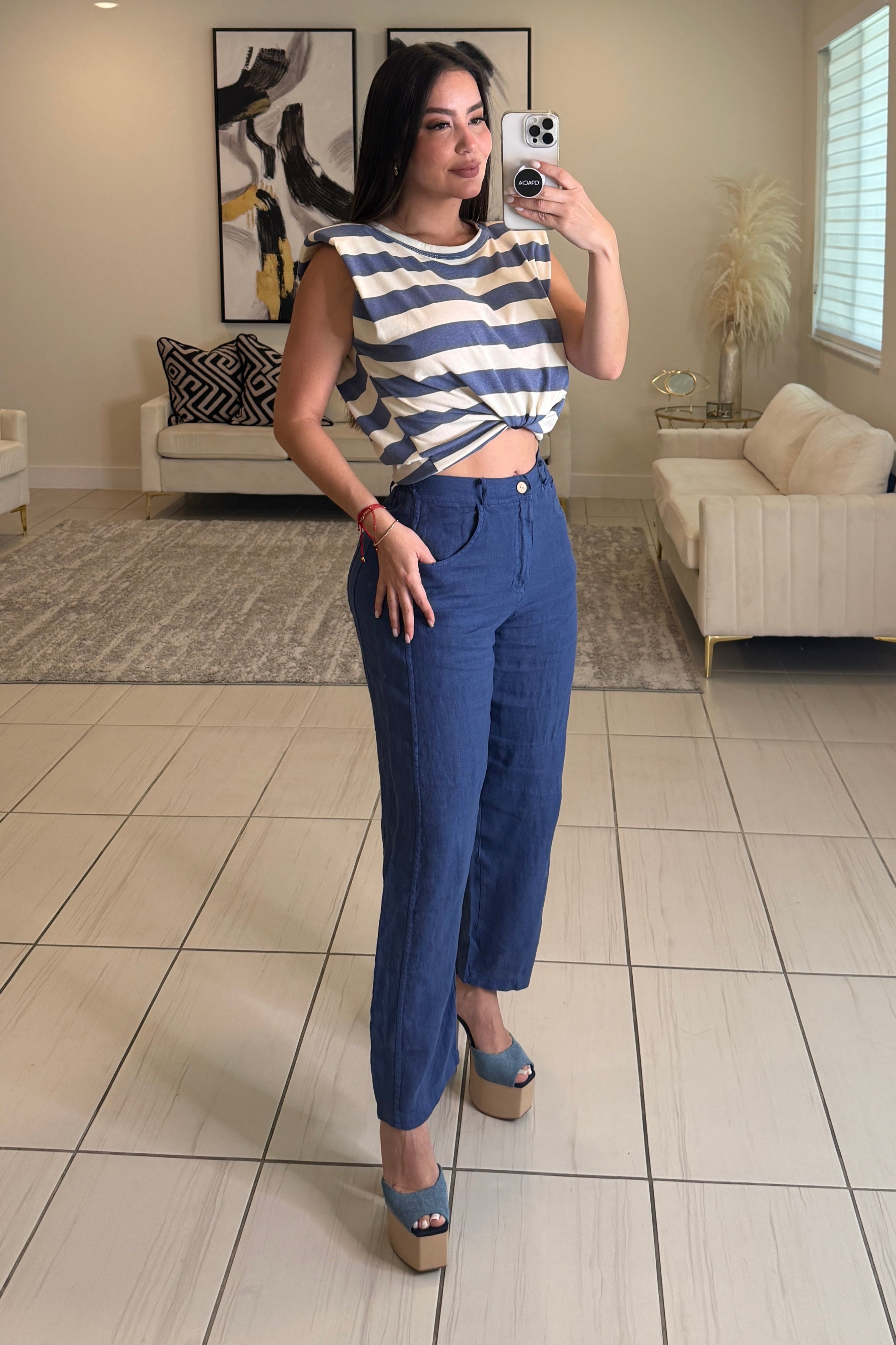 Villa Escape Barrel Linen Pants