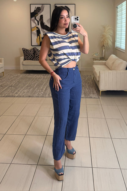 Villa Escape Barrel Linen Pants