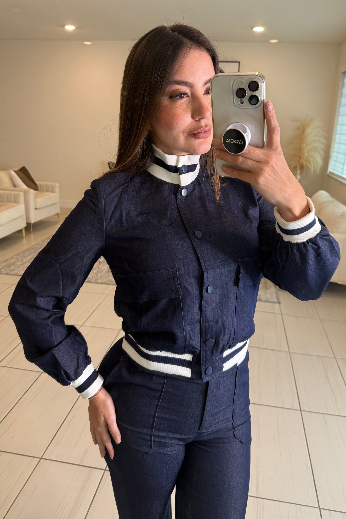 Linear Attraction Navy Blue Pant Set