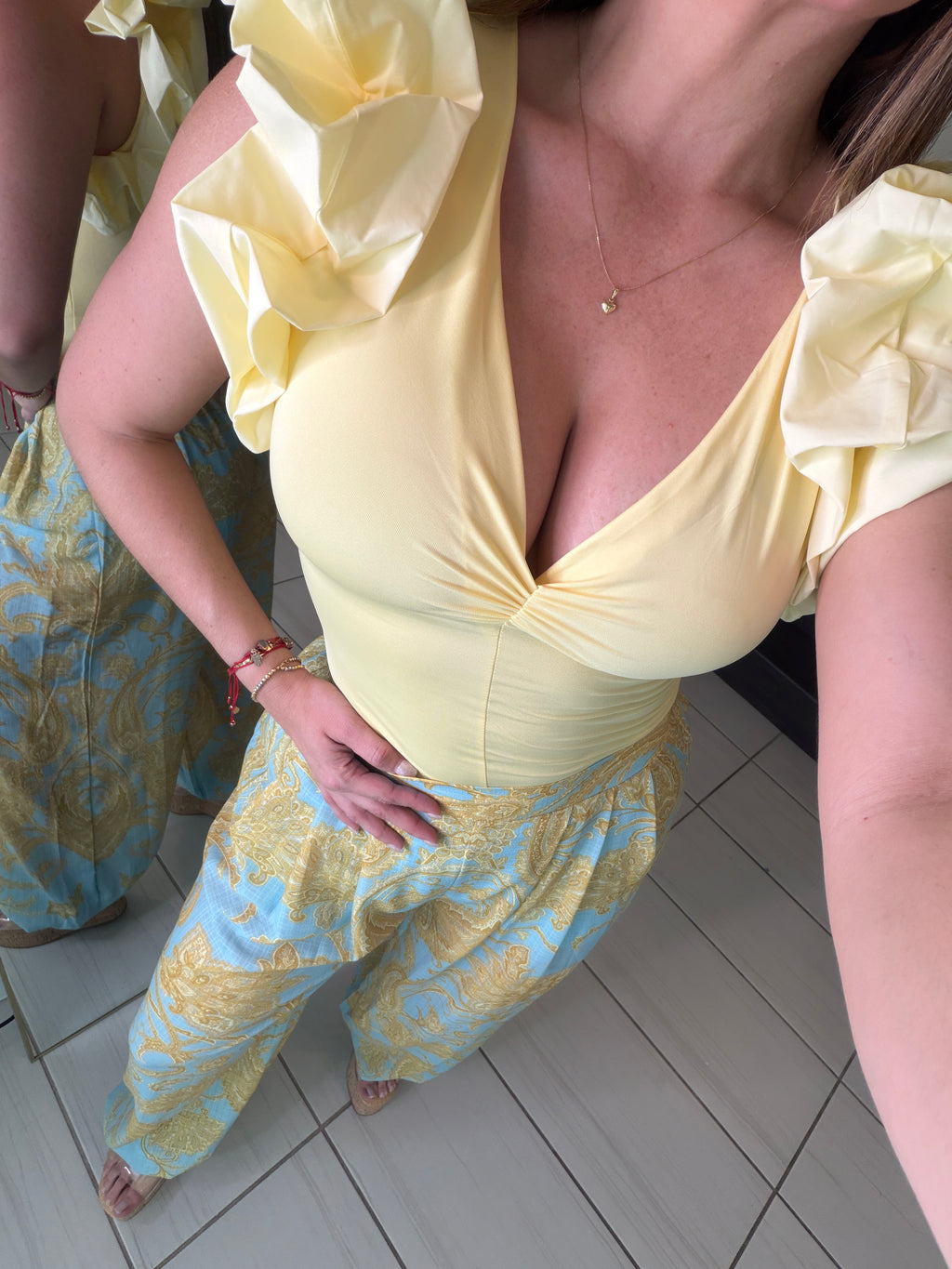 Midnight Crossover Yellow Bodysuit