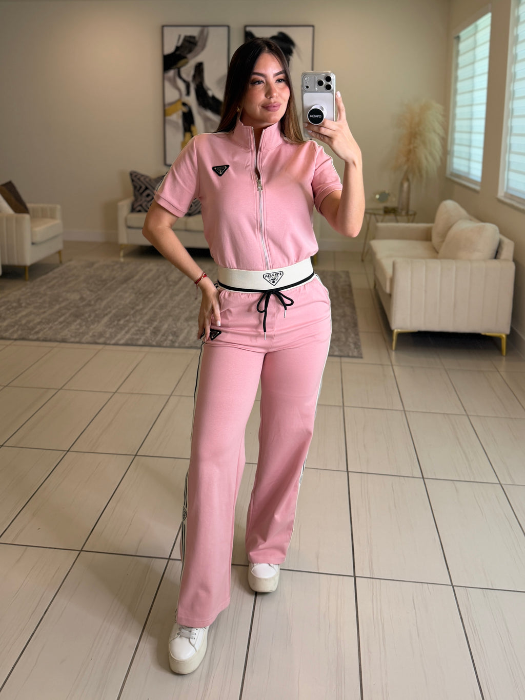 Iconic Structure Pink Pant Set